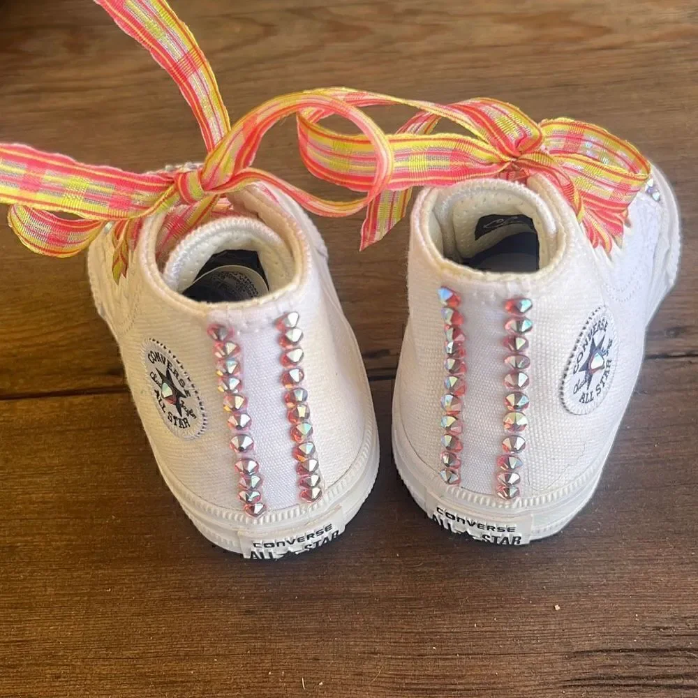 NEW Converse Custom Embellished Crystal All Star  Sneakers Shoes Infant Sz 2